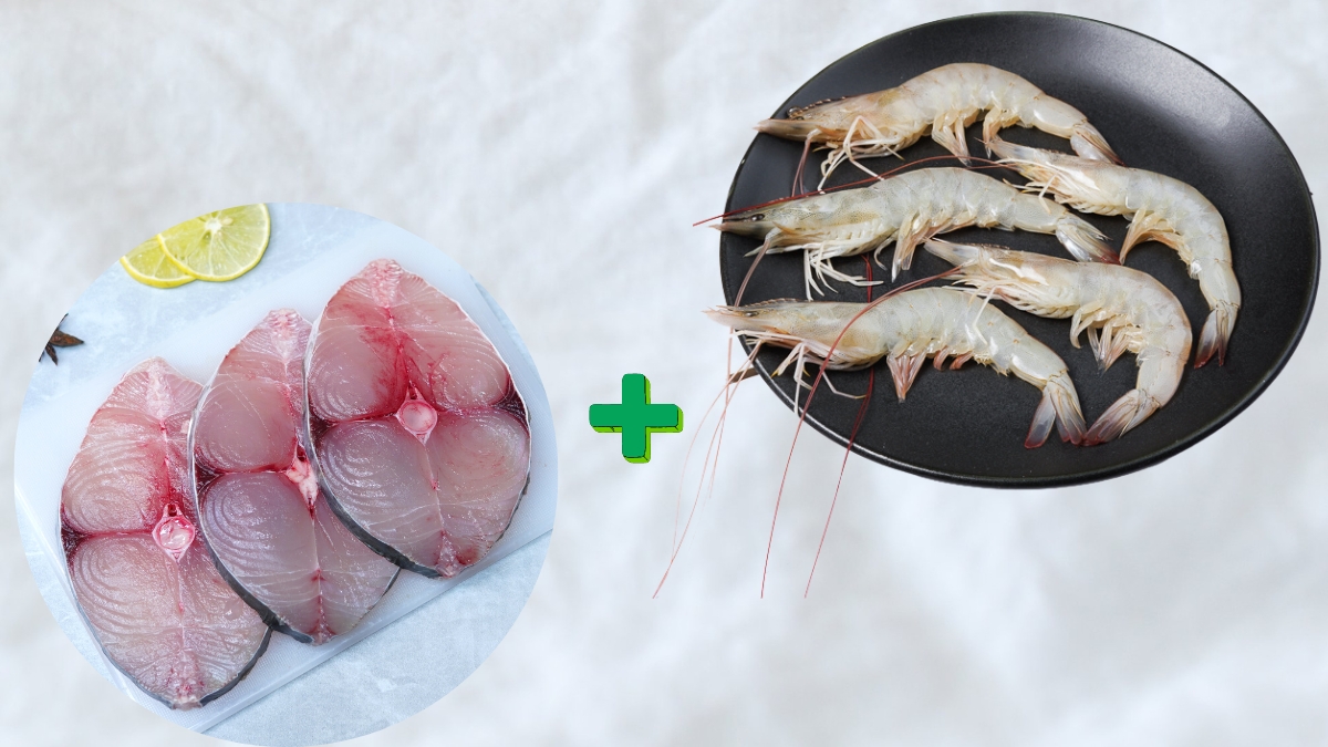 Seer (500G) + Small Prawn (Deshelled) ( 500 Gram Gross weight ) Cleaned